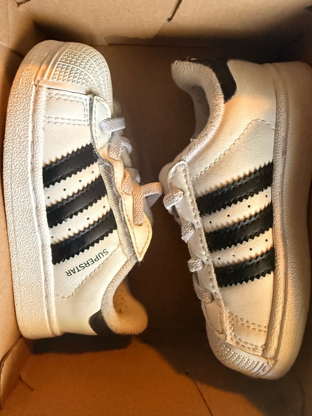 adidas Kids White & Black Superstar Sneakers